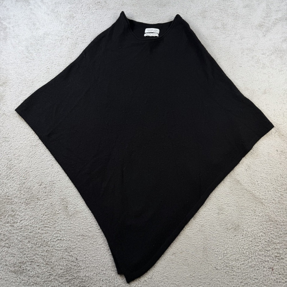 Rachel Zoe Poncho Sweater Women One Size Black 100% Cashmere Cape Soft 2 Ply